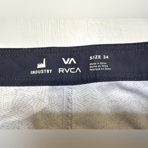 RVCA Industry Men’s board shorts, size 34, 19.5” length from waistband down leg. - Picture 2 of 4